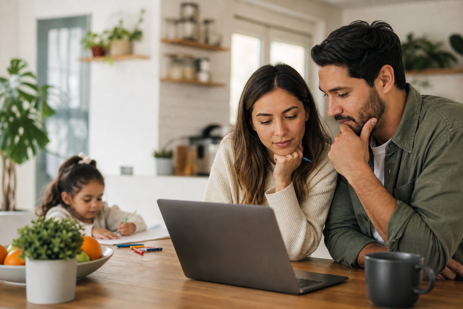 A family spending time together at home